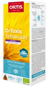 D-Toxis Detox Tehokuuri Vadelma-Hibiskus 250 ml - Päiväys 03/2025 - Sinunapteekki.fi