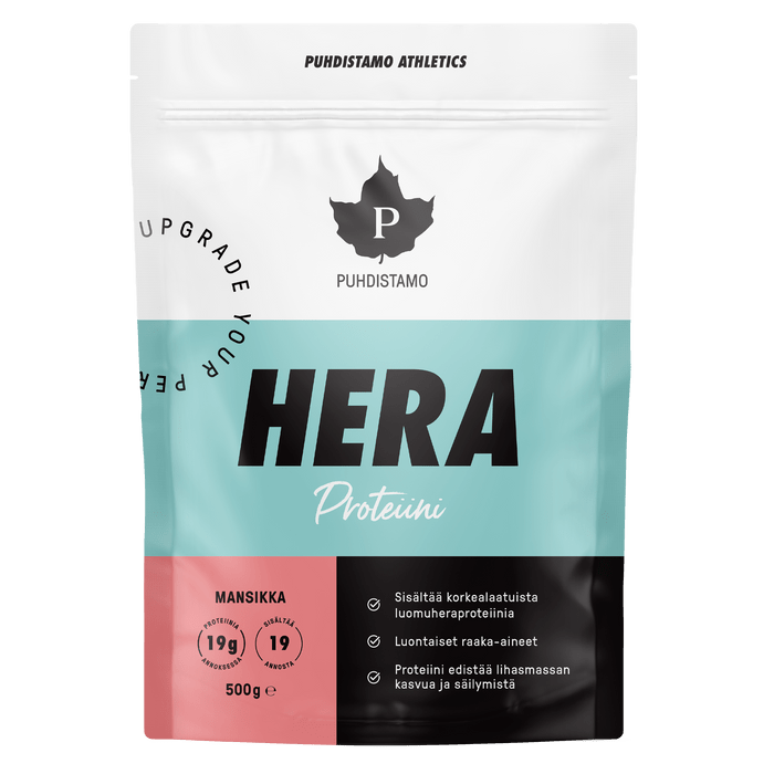 Puhdistamo Athletics Heraproteiini Mansikka 500 g - Sinunapteekki.fi