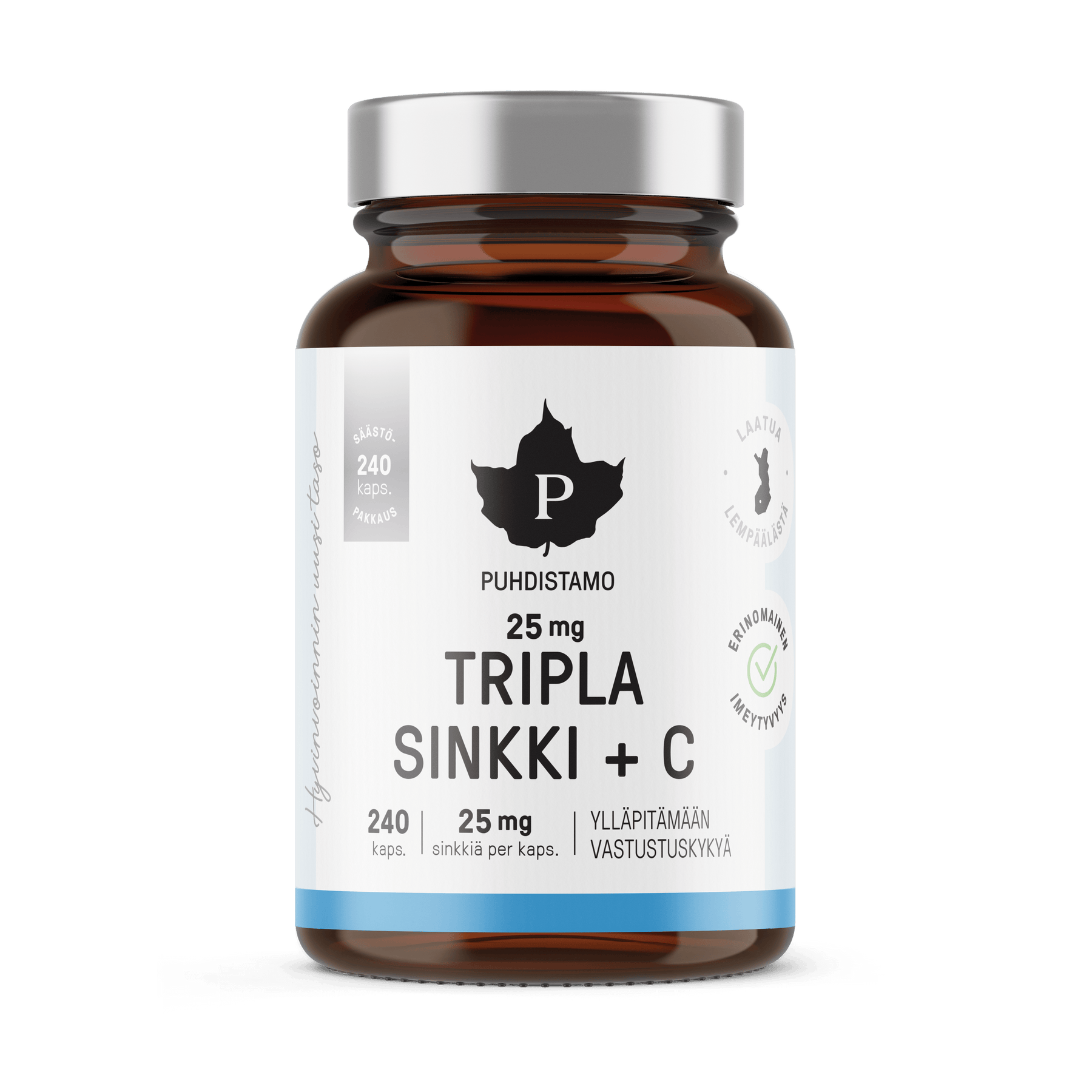 Puhdistamo Tripla Sinkki + C 25 mg SÄÄSTÖPAKKAUS 240 kaps. - Sinunapteekki.fi