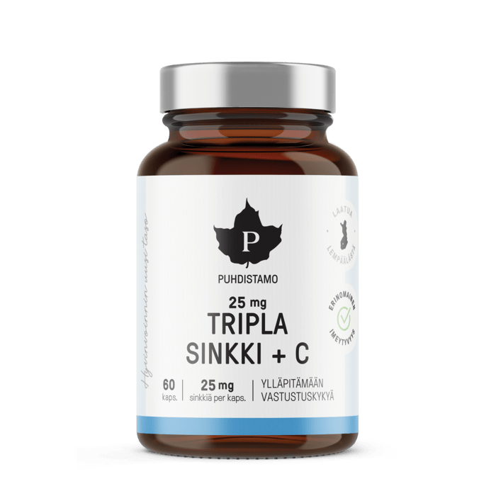 Puhdistamo Tripla Sinkki + C 25 mg 60 kaps. - Sinunapteekki.fi