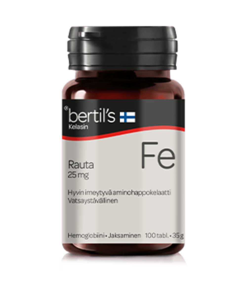 Bertil's Rauta 25 mg - Rauta-aminohappokelaatti 100 tabl. - Sinunapteekki.fi