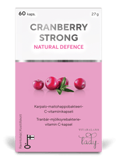 Cranberry Strong - Karpalo- Maitohappobakteeri- C-vitamiinivalmiste 60 kaps. - Sinunapteekki.fi