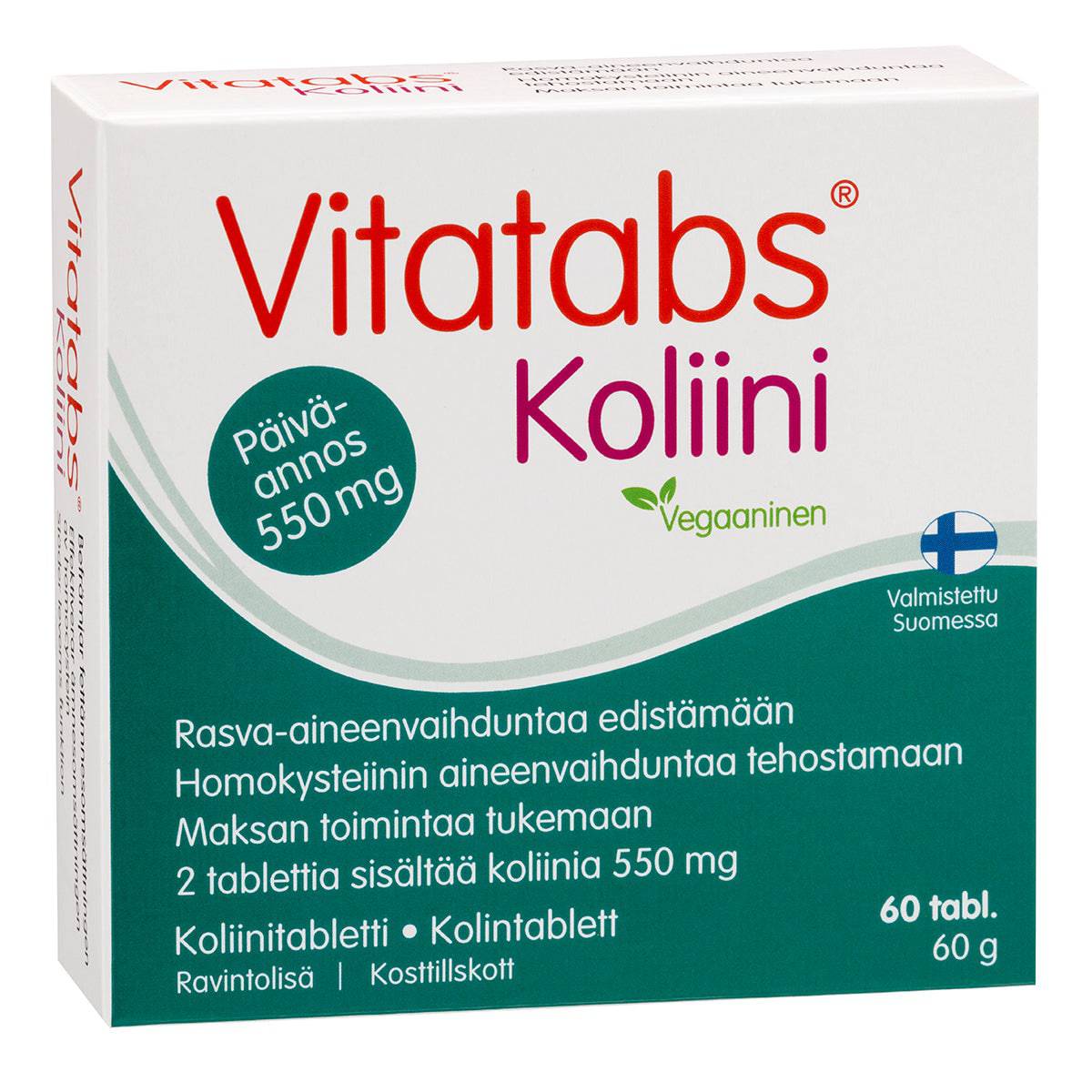 Vitatabs Koliini 550 mg - Koliinitabletti 60 tabl. - Sinunapteekki.fi